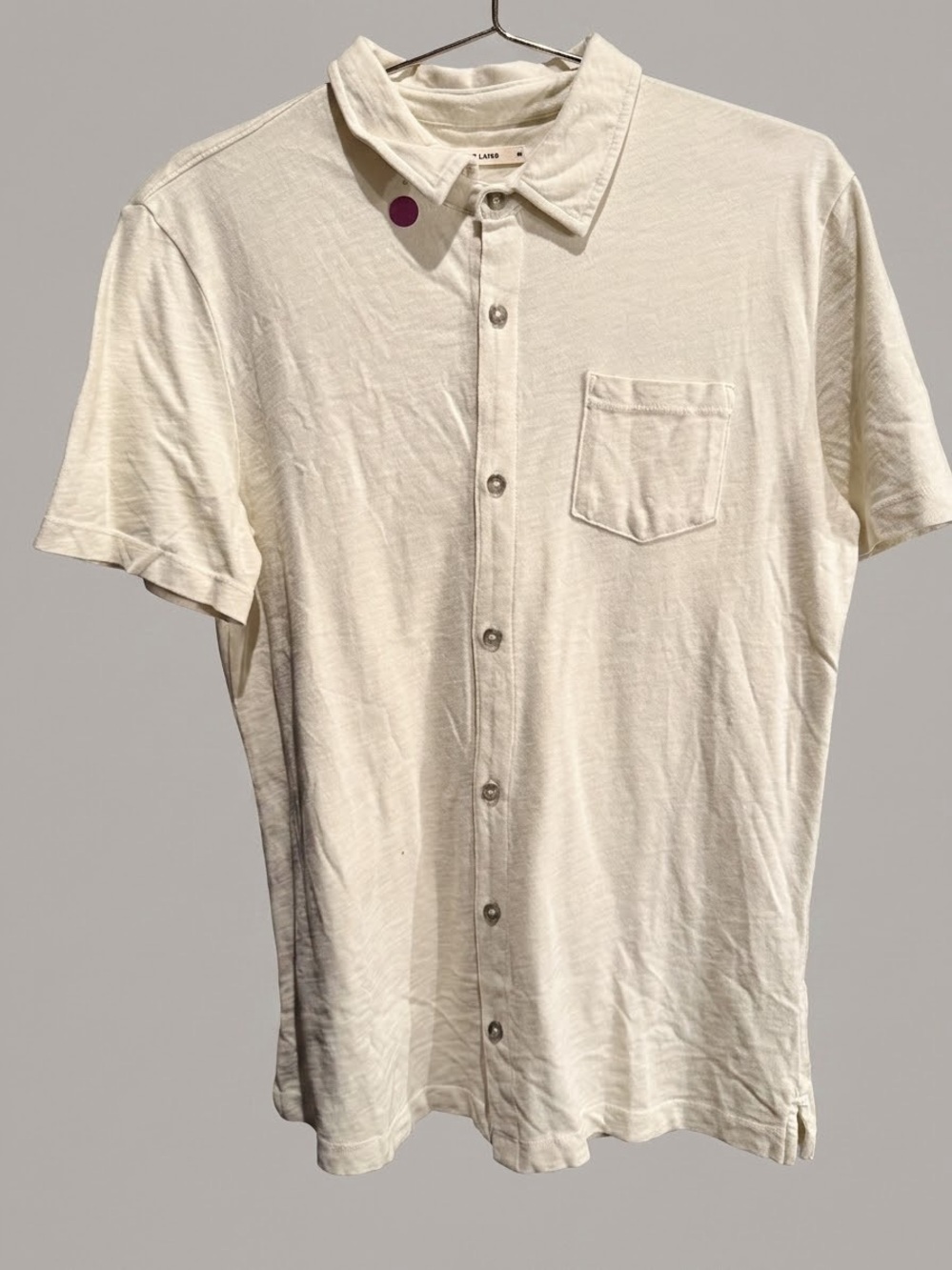 Marine Layer Cream Short-Sleeve Button-Down Shirt/ Heavy/ NWOT / CALLOUT/ M